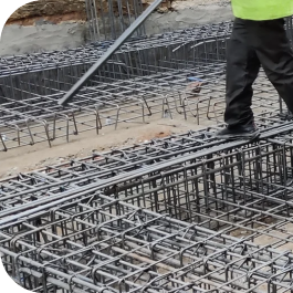 Person standing on a concrete slab